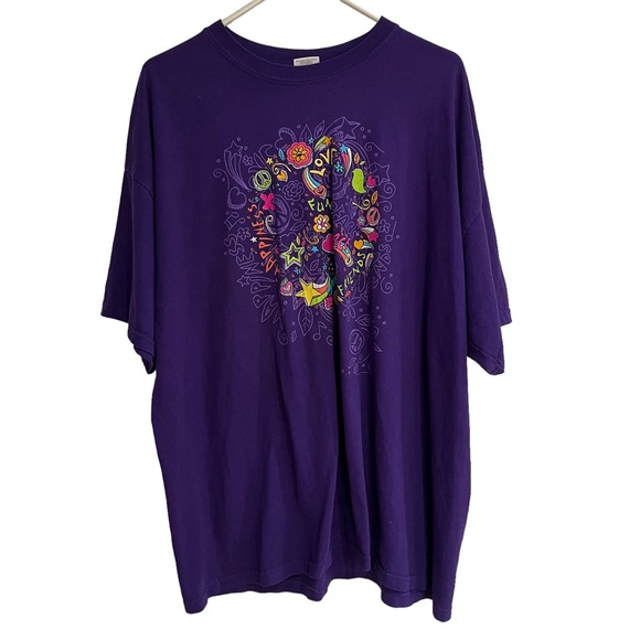 Gildan Blue Crew Neck Short Sleeve Love Fun Happiness Friends T Shirt Size 2XL - Picture 1 of 3